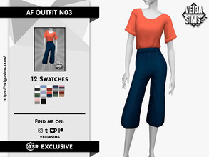 Sims 4 — AF OUTFIT N03 by David_Mtv2 — For teen to elder; 12 swatches; Solid colors and some with strips on the pants;