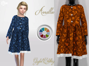 Sims 4 — Annallee - Cute dress with floral pattern by Garfiel — Cute dress with floral pattern and white buttons, child