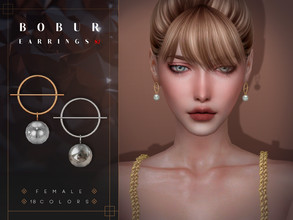 Sims 4 — Pearl Hoop Earrings by Bobur2 — Pearl hoop earrings for female 4 colors in two versions I hope you like it