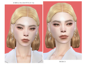 Sims 4 — Emma Hairstyle V2 by -Merci- — New Maxis Match Hairstyle for Sims4. -24 EA Colours. -For female, teen-elder.