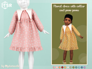 Sims 4 — Floral dress with collar and pom-poms by MysteriousOo — Floral dress with collar and pom-poms for toddlers in 12