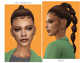 Sims 4 — Arya Hairstlye by -Merci- — New Maxis Match Hairstyle for Sims4. -24 EA Colours. -For female, teen-elder. -Base