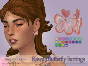 Sims 4 — Kawaii Butterfly Earrings by SunflowerPetalsCC — A pair of bright, butterfly shaped earrings. Comes in 20