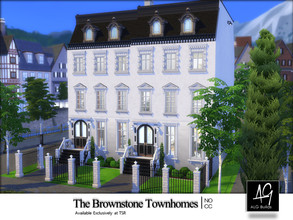 Sims 4 — The Brownstone Townhomes by ALGbuilds — The Brownstone Townhomes are two nearly identical townhomes. Partially