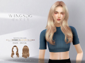 Sims 4 — WINGS-ER1126-Smooth long hair by wingssims — Colors:20 All lods Compatible hats Make sure the game is updated to