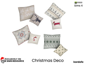 Sims 4 — Christmas Deco_Cushion by kardofe — Two decorative cushions on the floor, in four colour options