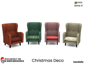 Sims 4 — Christmas Deco_LivingChair by kardofe — Classic armchair, upholstered with christmas motif fabric, in four