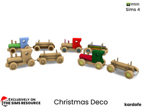 Sims 4 — Christmas Deco_Train by kardofe — Small wooden train, decorative, in four colour options