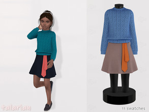 Sims 4 — Rose outfit knitted sweater with a skirt by talarian — outfit knitted sweater with a short skirt