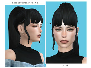 Sims 4 — Bridget Hairstyle V2 by -Merci- — New Maxis Match Hairstyle for Sims4. -24 EA Colours. -For female, teen-elder.