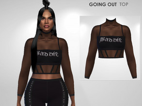 Sims 4 — Going Out Top by Puresim — Sheer mesh black top .