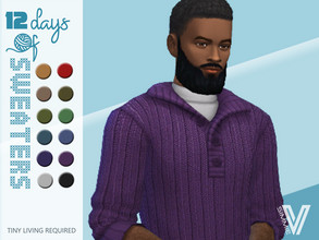 Sims 4 — 12Days of Sweaters TL Cowlneck by SimmieV — A set of 12 newly knitted sweaters in a classic horizontal ribbed
