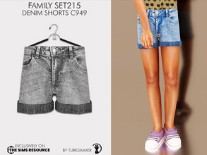 Sims 4 — Family SET215 - Denim Shorts C949 by turksimmer — 10 Swatches Compatible with HQ mod Works with all of skins