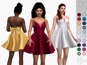 Sims 4 — Joely Dress by Sifix2 — A low cut party dress with a bow. Comes in 20 colors for teen, young adult and adult