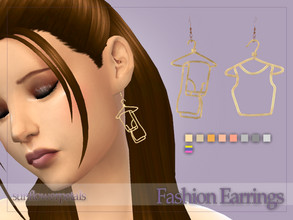 Sims 4 — Fashion Earrings by SunflowerPetalsCC — A pair of earrings in the shape of jeans and a tank top. Comes in 9 gold