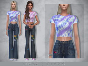 Sims 4 — Elle Tee. by Pipco — A colorful tie dye tee in 10 swatches. Base Game Compatible New Mesh All Lods HQ Compatible