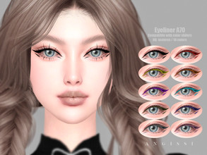 Sims 4 — Eyeliner A70 by ANGISSI — *PREVIEWS MADE USING HQ MOD *Makeup category *10 colors *Sliders compatible *HQ mod