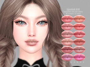 Sims 4 — Lipstick A70 by ANGISSI — *PREVIEWS MADE USING HQ MOD *Makeup category *12 colors *Sliders compatible *HQ mod