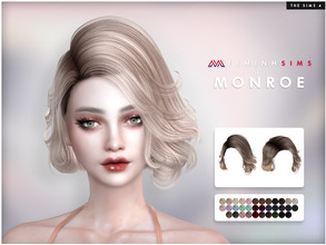 Sims 4 — Monroe Hair by TsminhSims — Hair #177 New meshes - 35 colors - HQ texture - Custom shadow map, normal map - All