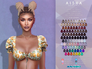 Sims 4 — [Patreon] Aisha - Hairstyle by Anto — Two braided buns