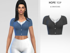 Sims 4 — Hope Top by Puresim — Top with lace and buttons.