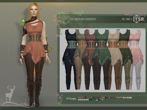 Sims 4 — HAUSTLAUF ELVEN OUTFIT by DanSimsFantasy — This simple outfit adopts a fitted tunic with the faux leather corset