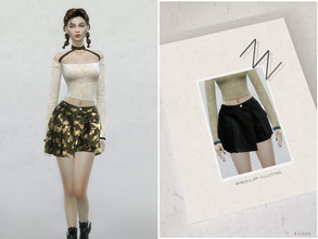 Sims 4 — IRREGULAR CULOTTES by ZNsims — This dress design details: irregular, short, culottes. 4 colors.