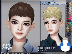 Sims 4 — TS4 Male Hairstyle_Crop(Maxis Match) by KIMSimjo — New Hair Mesh(Maxis Match) Male T-E 24 Swatches(EA Colors