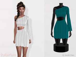 Sims 4 — Isabelle Knitted dress with a one shoulder neckline by talarian — Knitted mini dress with one shoulder neckline 