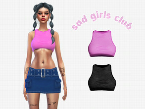 Sims 4 — [PATREON] cropped vest top by sadgirlsclub — / new original mesh / 13 swatches / low poly / all LODs / HQ ~ do