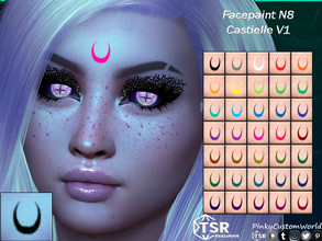 Sims 4 — Facepaint N8 - Castielle V1 (Set) by PinkyCustomWorld — Moon crest forehead facepaint in a wide variety of light