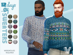 Sims 4 — 12 Days of Sweaters WW Pullover by SimmieV — You'll get everyone howling when you wear any of these 12 newly