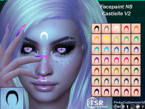 Sims 4 — Facepaint N8 - Castielle V2 (Set) by PinkyCustomWorld — Moon crest forehead facepaint in a wide variety of light