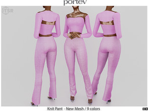 Sims 4 — Knit Pants by portev — New Mesh 9 colors All Lods For female Teen to Elder normals map