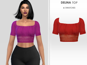 Sims 4 — Delina Top by Puresim — Blouse in 6 colors.