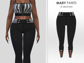 Sims 4 — Mary Pants by Puresim — Black pants with buttons.