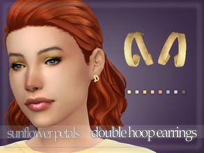 Sims 4 — Double Hoop Earrings by SunflowerPetalsCC — A pair of earrings with two attached hoops. Comes in 8 metal