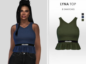 Sims 4 — Lyna Top by Puresim — Frill Top with belt in 3 colors.