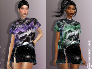 Sims 4 — Black White Embroidered Velvet Skirt [SET] DO658 by DOLilac — Custom thumbnail New Mesh 4 Colors