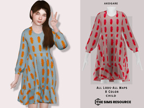 Sims 4 — Dress No.278 by _Akogare_ — Akogare Dress No.278 -8 Colors - New Mesh (All LODs) - All Texture Maps - HQ