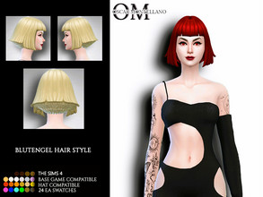 Sims 4 — Blutengel Hair Style by Oscar_Montellano — All lods Hat compatible 24 ea swatches BGC