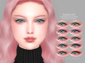 Sims 4 — Eyeliner A73 by ANGISSI — *PREVIEWS MADE USING HQ MOD *Makeup category *10 colors *Sliders compatible *HQ mod