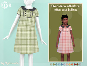 Sims 4 — Plaid dress with black collar and buttons by MysteriousOo — Plaid dress with black collar and buttons for kids