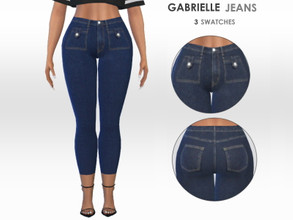 Sims 4 — Gabrielle Jeans by Puresim — Denim jeans with pockets. 3 swatches.
