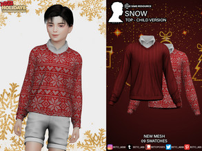 Sims 4 — Snow (Top - Child Version) by Beto_ae0 — Christmas sweater for children, Enjoy it - 09 colors - New Mesh - All