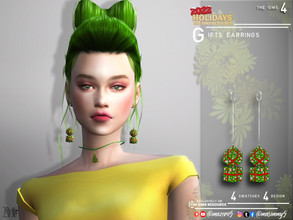 Sims 4 — Gift Earrings by Mazero5 — A simple present on holidays 4 swatches available Santa clause, snowflake, stars, and