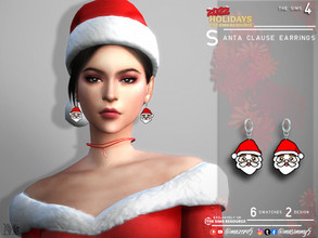 Sims 4 — Santa Clause Earrings by Mazero5 — Our gift giving man Santa Clause head for earrings 6 Swatches to choose from