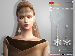 Sims 4 — Snow Flakes Earrings by Mazero5 — An elegant symbol of holiday the snowflakes at winter 4 Swatches to choose