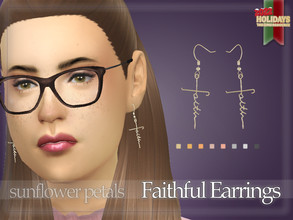 Sims 4 — Faithful Earrings by SunflowerPetalsCC — A pair of earrings with the word "faith" in the shape of a