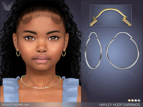 Sims 4 — Hayley Hoop Earrings For Kids by feyona — Hayley Hoop Earrings For Kids come in 4 colors of metal: yellow gold,